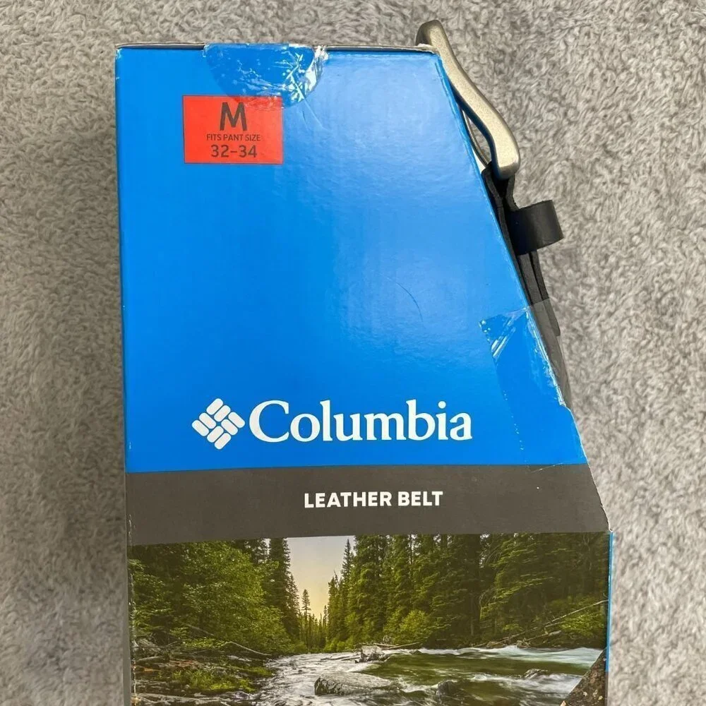 NEW Columbia Men's 32-34 Black Leather Belt M  Durable Classic Style